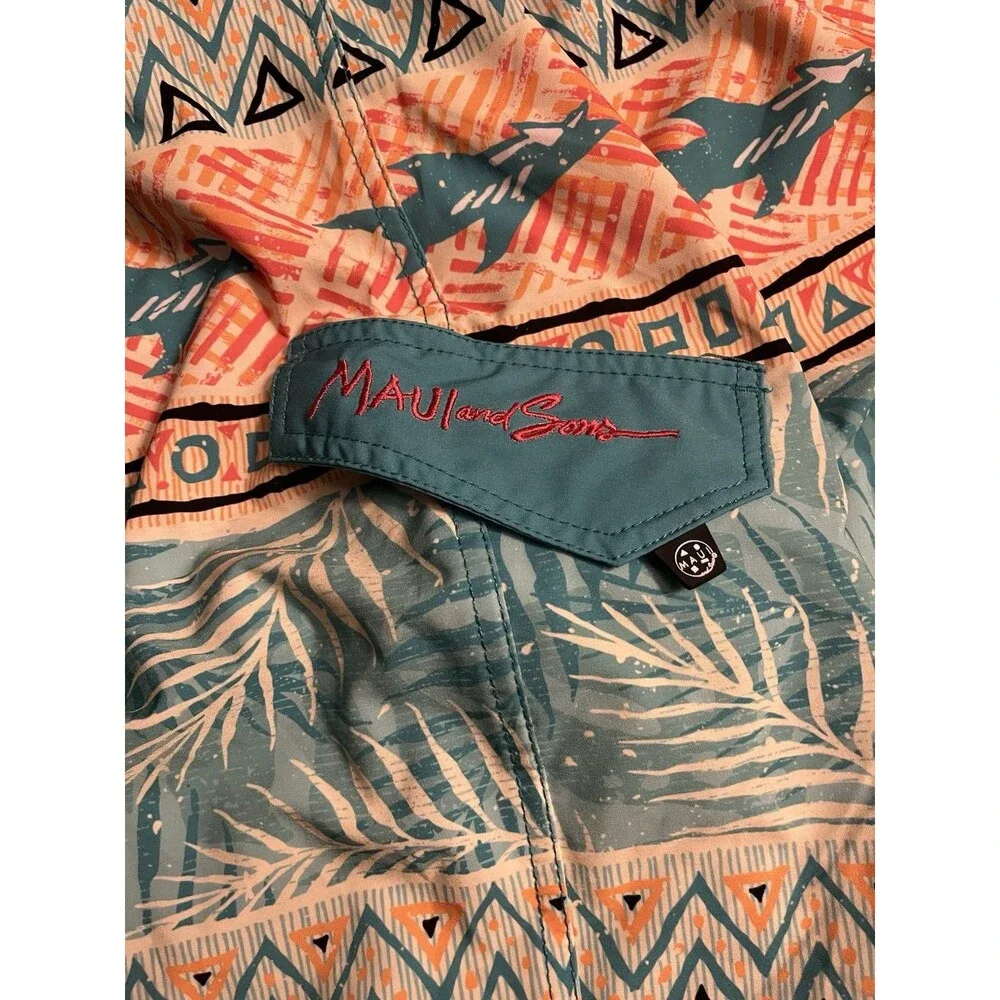 Maui And Sons Floral Color Block Size 36 Board Shorts
